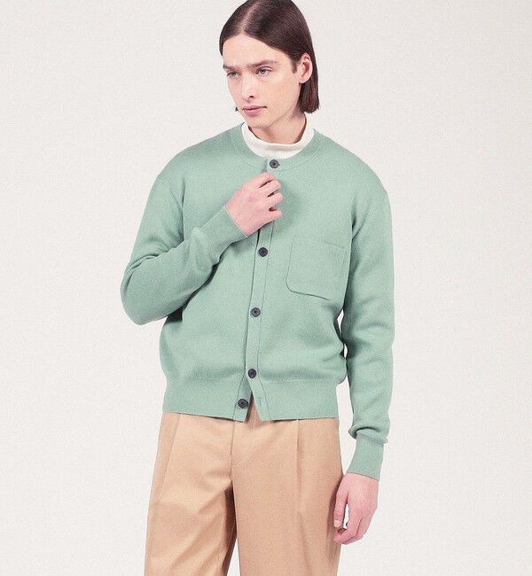 CABaN「CABaN コットンカシミヤ ポケットクルーネックカーディガン」|ニット・セーター|