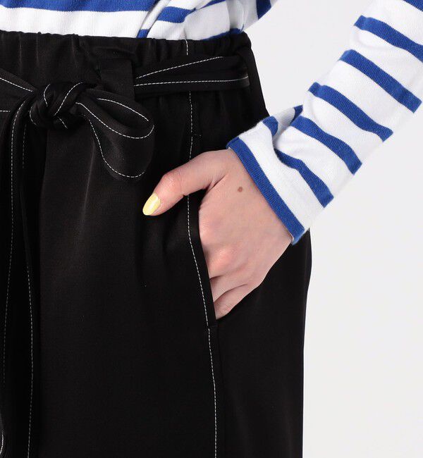 MACPHEE「トリアセテートポリエステルサテン ベルテッドマキシスカート」|タイト|