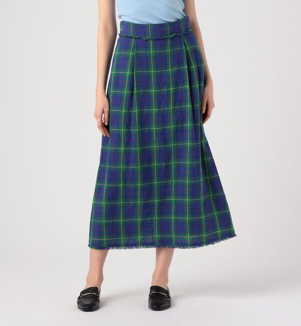 MACPHEE「アイリッシュリネン タックフレアロングスカート」|フレア|