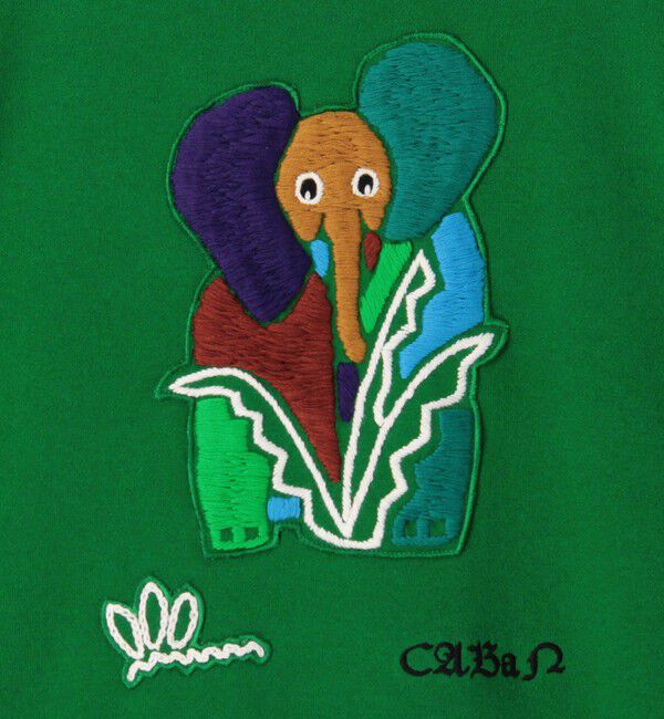 CABaN「CABaN コットンカシミヤ Elephantエンブロイダリークルーネックプルオーバー」|ニット・セーター|