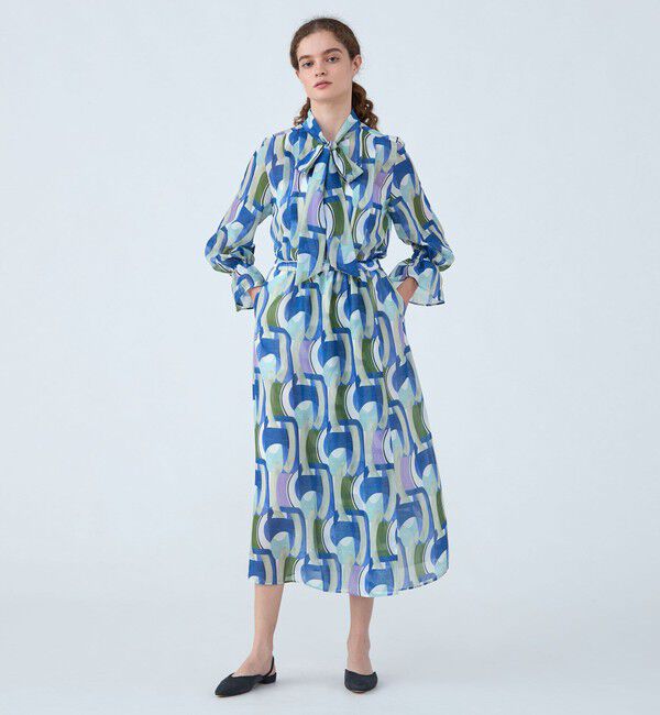 Ballsey「オプティカルプリント ボウタイブラウス」|シャツ・ブラウス|