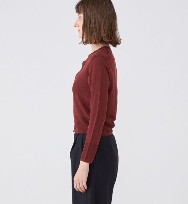 MACPHEE「プレーンリネン クルーネックカーディガン」|カーディガン|