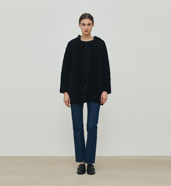 DES PRES「キルティングベロアニット ビックカラーコート」|その他|