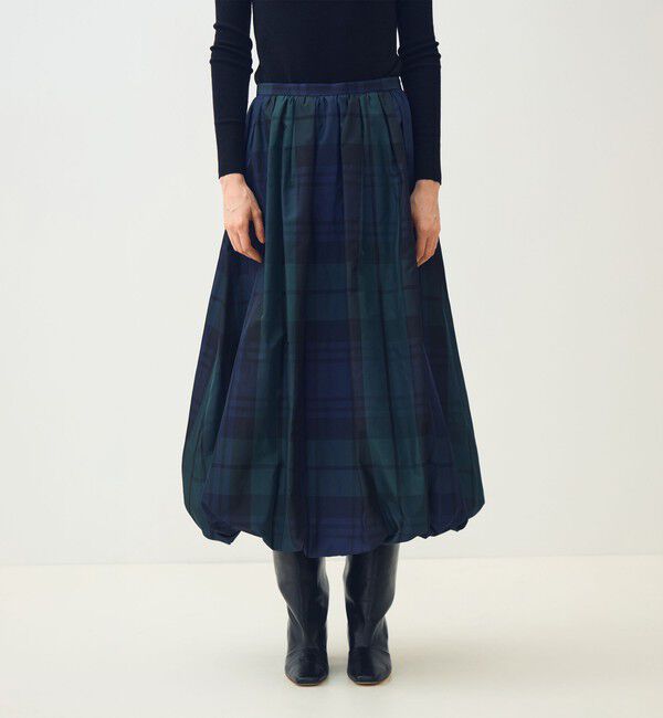 TOMORROWLAND collection「シルクタフタチェック バルーンスカート」|フレア|