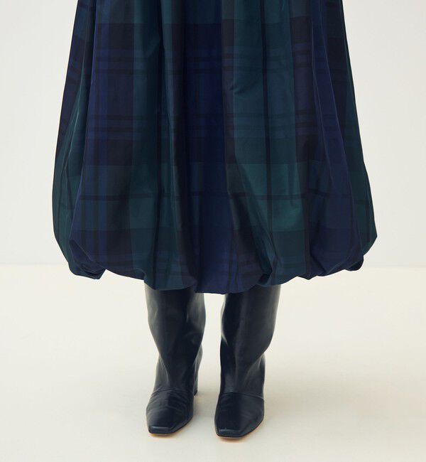 TOMORROWLAND collection「シルクタフタチェック バルーンスカート」|フレア|