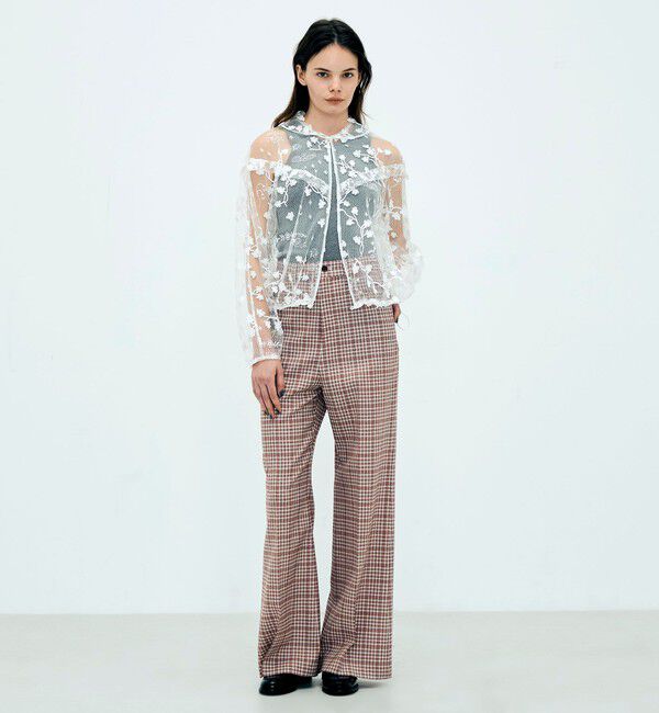 Edition「edition pourell ウールマルチチェック フレアパンツ」|その他|