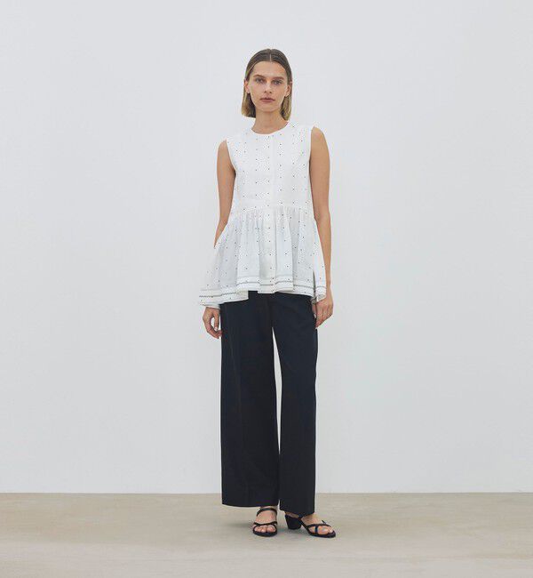 DES PRES「【WEB先行予約】アライメントドットプリント ギャザーペプラムブラウス」|シャツ・ブラウス|