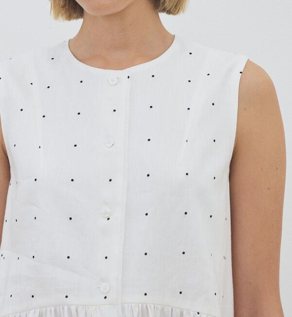 DES PRES「【WEB先行予約】アライメントドットプリント ギャザーペプラムブラウス」|シャツ・ブラウス|