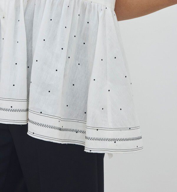 DES PRES「【WEB先行予約】アライメントドットプリント ギャザーペプラムブラウス」|シャツ・ブラウス|