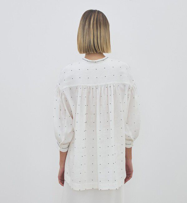 DES PRES「【WEB先行予約】 アライメントドットプリント ミドルパフスリーブブラウス」|シャツ・ブラウス|