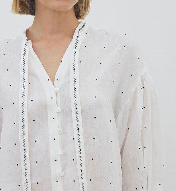 DES PRES「【WEB先行予約】 アライメントドットプリント ミドルパフスリーブブラウス」|シャツ・ブラウス|