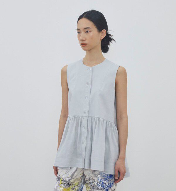 DES PRES「【WEB先行予約】リネンラミーシルク ギャザーペプラムブラウス」|シャツ・ブラウス|