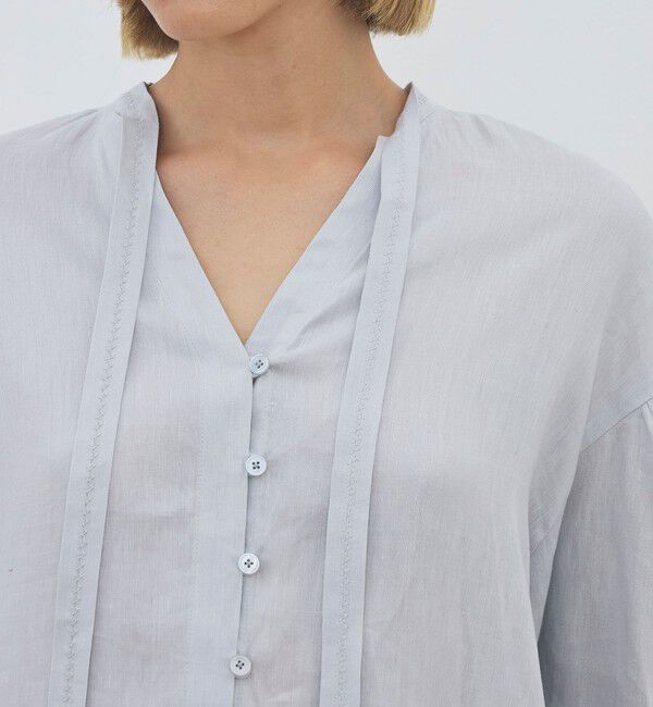 DES PRES「【WEB先行予約】 リネンラミーシルク ミドルパフスリーブブラウス」|シャツ・ブラウス|