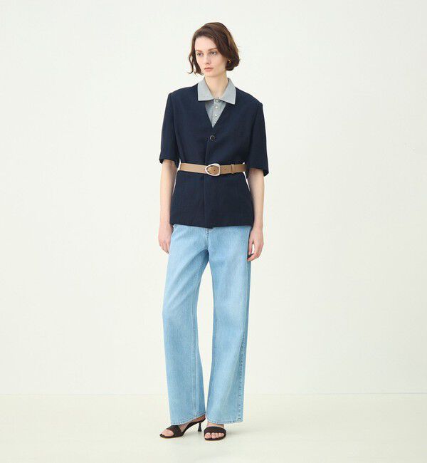 MACPHEE「【WEB先行予約】リネンレーヨンツイル ハーフスリーブジャケット」|ノーカラージャケット|