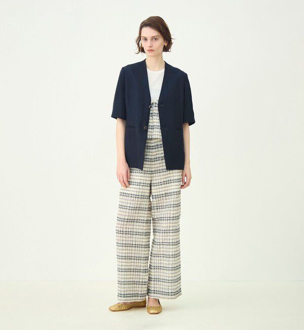 MACPHEE「【WEB先行予約】リネンレーヨンツイル ハーフスリーブジャケット」|ノーカラージャケット|