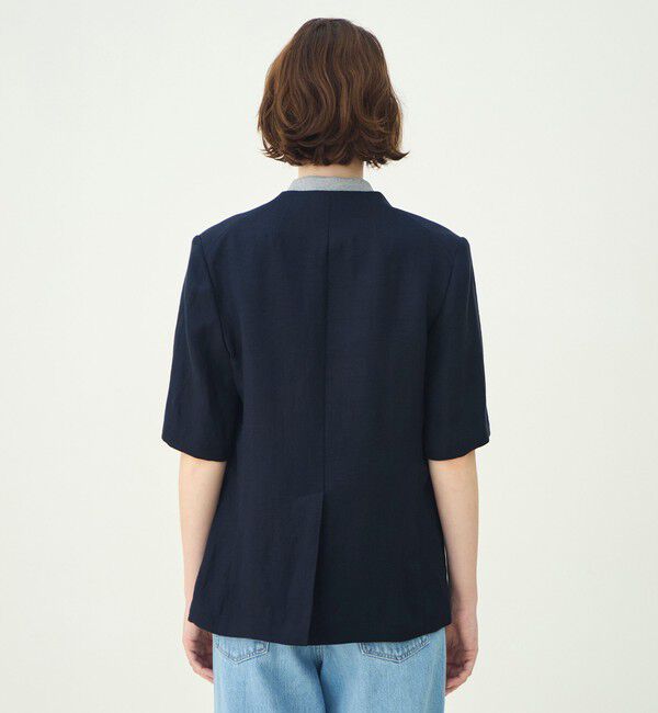 MACPHEE「【WEB先行予約】リネンレーヨンツイル ハーフスリーブジャケット」|ノーカラージャケット|