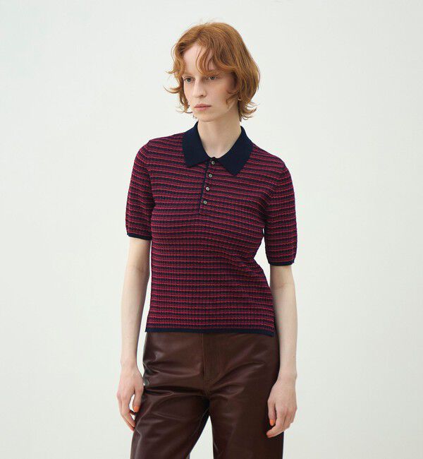 MACPHEE「コットンナイロンチェック ポロカラープルオーバー」|ポロシャツ|