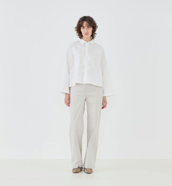 GALERIE VIE「コットンポプリンエンブロイダリー ワイドバランスシャツ」|シャツ・ブラウス|