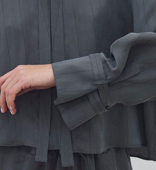 DES PRES「フィブリルストライプ クロップドリラックスブラウス」|シャツ・ブラウス|