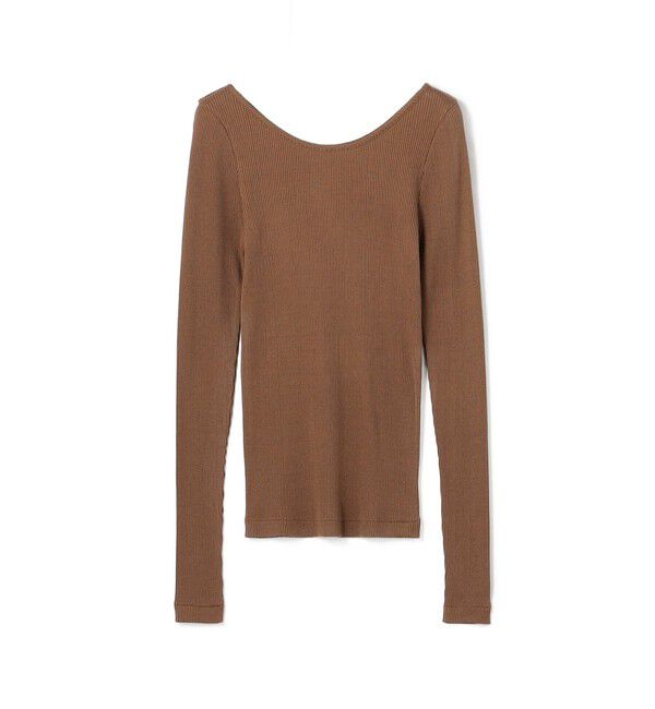 DES PRES「シルクコットンリブ ボートネックプルオーバー」|Tシャツ・カットソー|45 キャメル