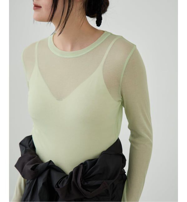 IENA LA BOUCLE「《追加》IENA LA BOUCLE 水撚りガスフライスクルーロングTシャツ」|Tシャツ・カットソー|グリーン