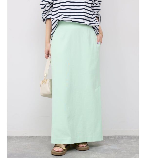 SLOBE IENA「《シリーズあり》リネンmixストレッチタイトスカート」|スカート|グリーン D