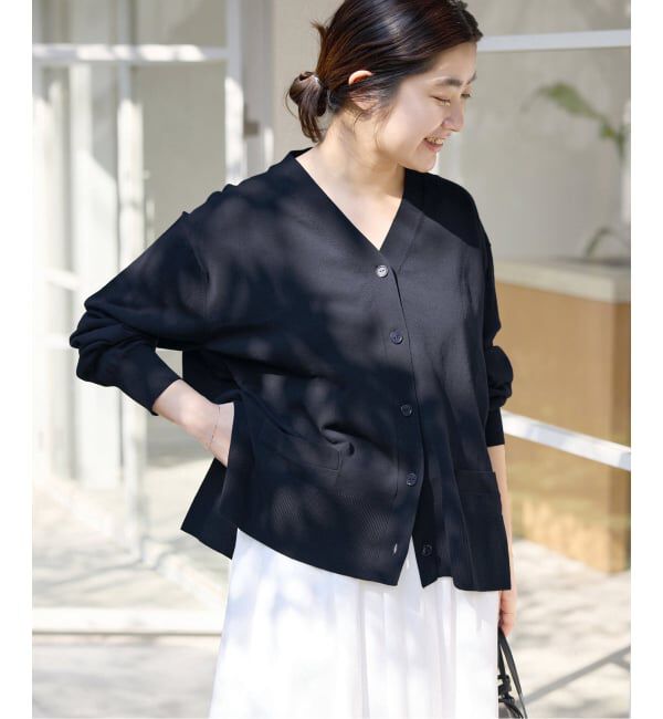 SLOBE IENA「《接触冷感/UV機能/WEB限定/追加》FROSTYCOTTON Vネックカーディガン」|カーディガン|