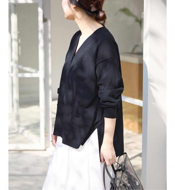 SLOBE IENA「《接触冷感/UV機能/WEB限定/追加》FROSTYCOTTON Vネックカーディガン」|カーディガン|