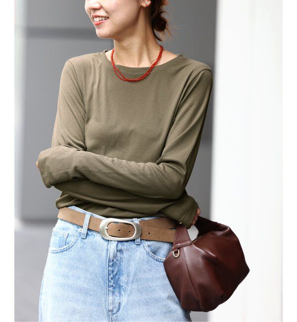 JOURNAL STANDARD relume「《追加3》ソフトテレコクルーネックロングTEE」|Tシャツ・カットソー|カーキ A