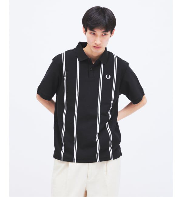 JOURNAL STANDARD「《予約》FRED PERRY / フレッドペリー 別注 ストライプ ピケ ポロシャツ」|ポロシャツ|ブラック