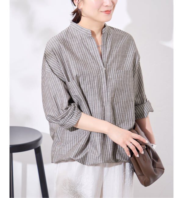 JOURNAL STANDARD「《追加2》ハードマンズリネンコットンスキッパーシャツ」|シャツ・ブラウス|ブラウン A