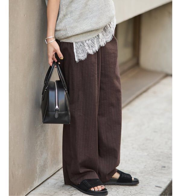 JOURNAL STANDARD「《追加2》ウォッシャブルコットンリネンIVISストレートパンツ」|その他|ブラウン A