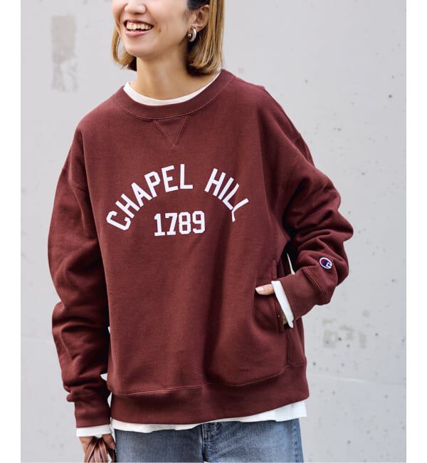 FRAMeWORK「Champion 別注リバースウィーブ ロゴスウェットポケットプルオーバー」|スウェット・ジャージ|ボルドー