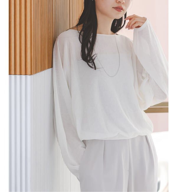 NOBLE「ワイドスリーブ ショートプルオーバー」|ニット・セーター|ホワイト