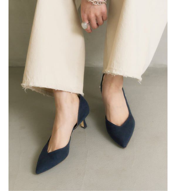  「≪追加≫5.5cmVカットサイドオープン」|パンプス|ネイビー