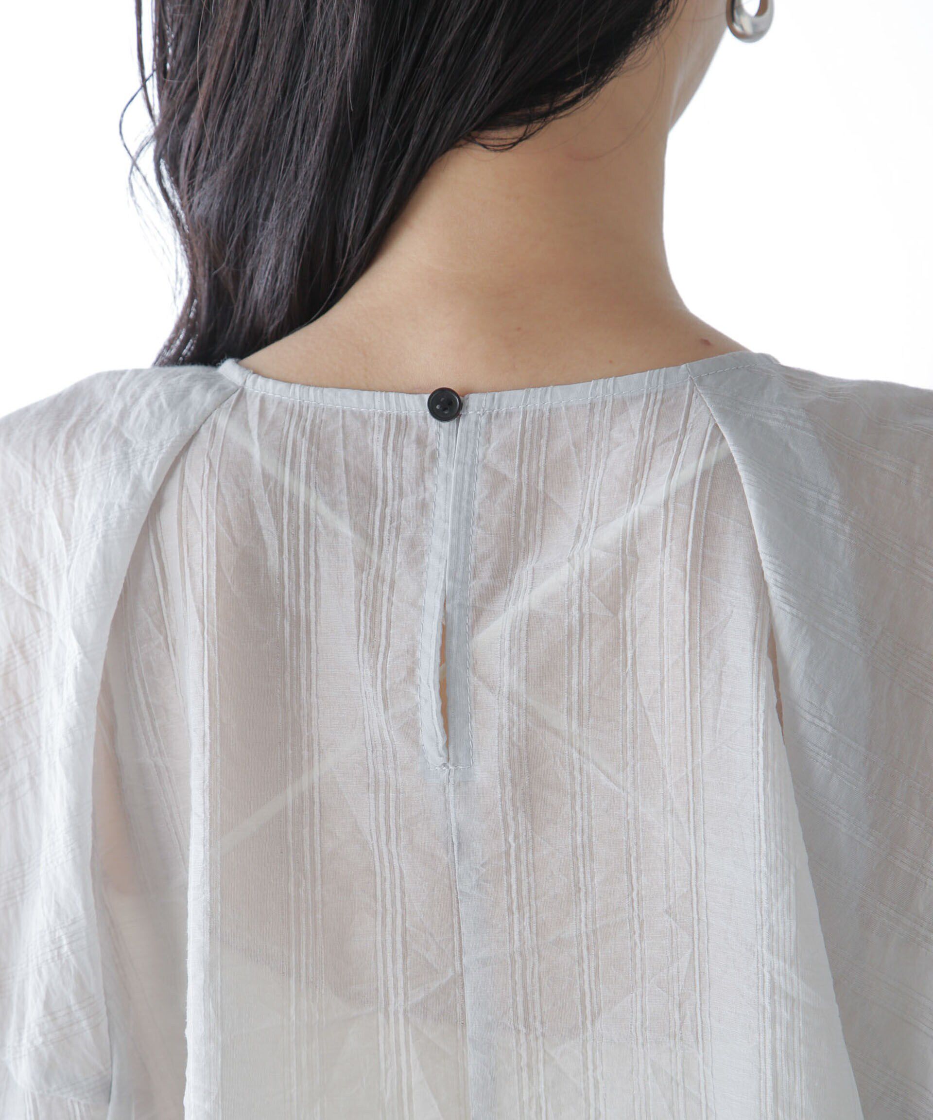 nano･universe「シアーストライプタックスリーブブラウス」|シャツ・ブラウス|