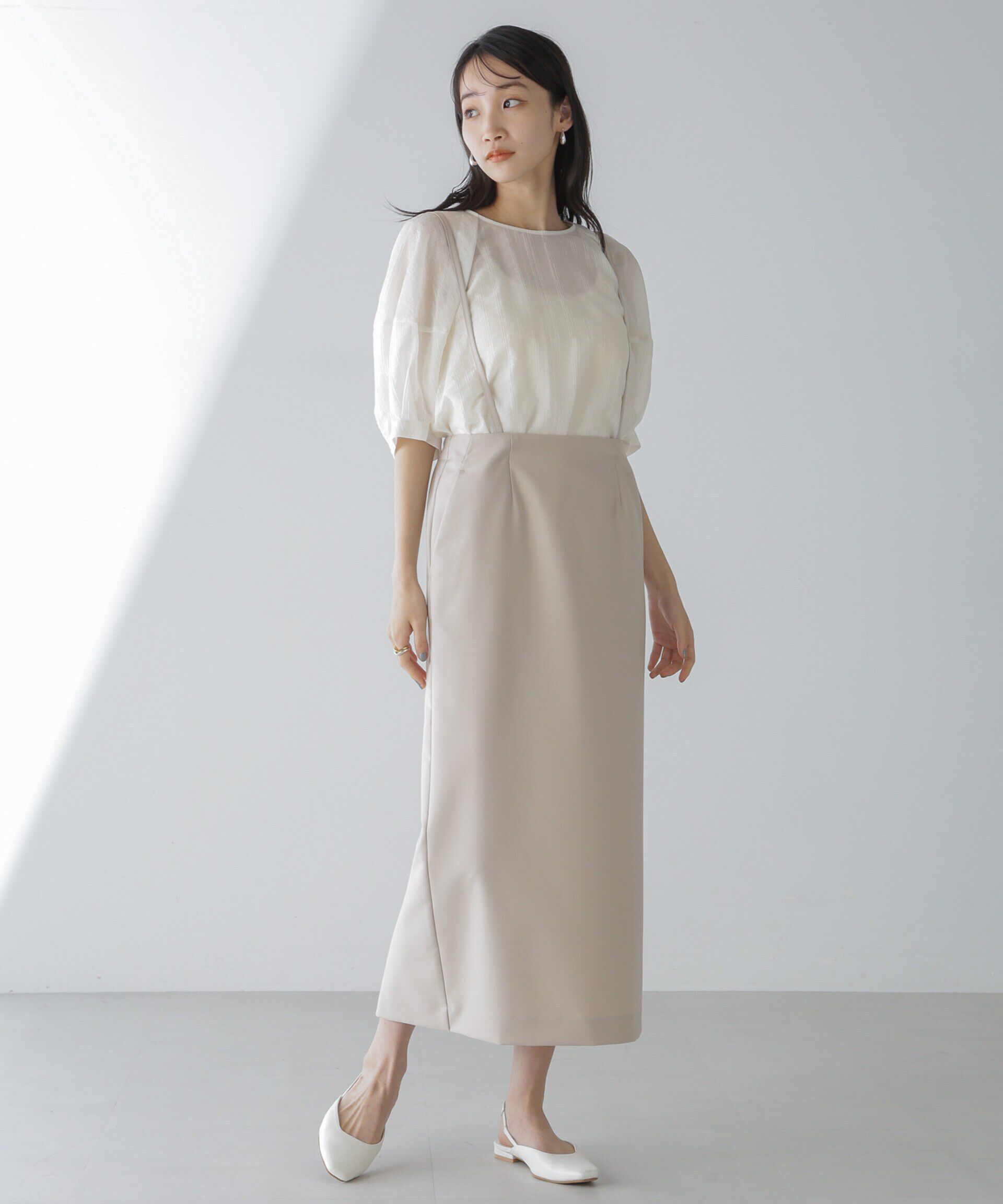 nano･universe「シアーストライプタックスリーブブラウス」|シャツ・ブラウス|