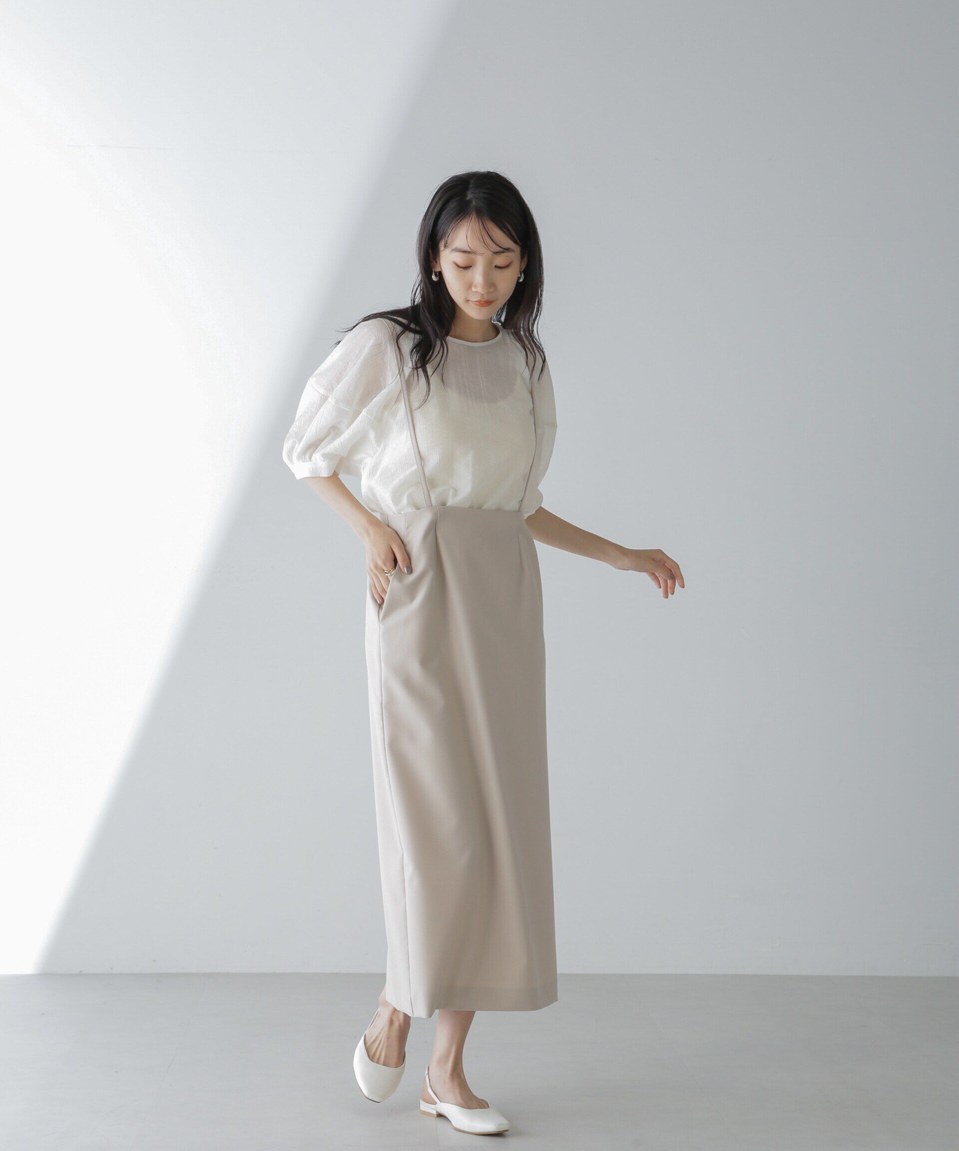 nano･universe「シアーストライプタックスリーブブラウス」|シャツ・ブラウス|