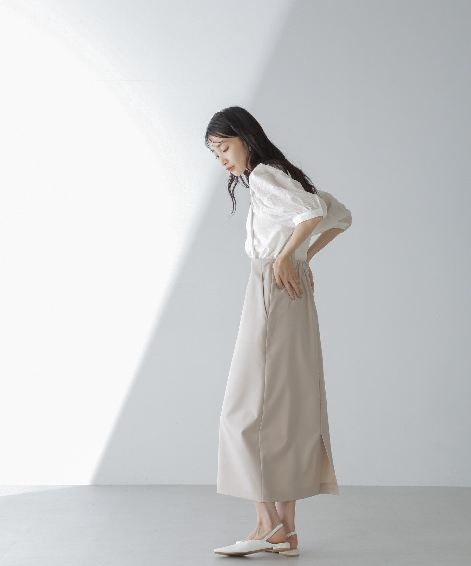 nano･universe「シアーストライプタックスリーブブラウス」|シャツ・ブラウス|