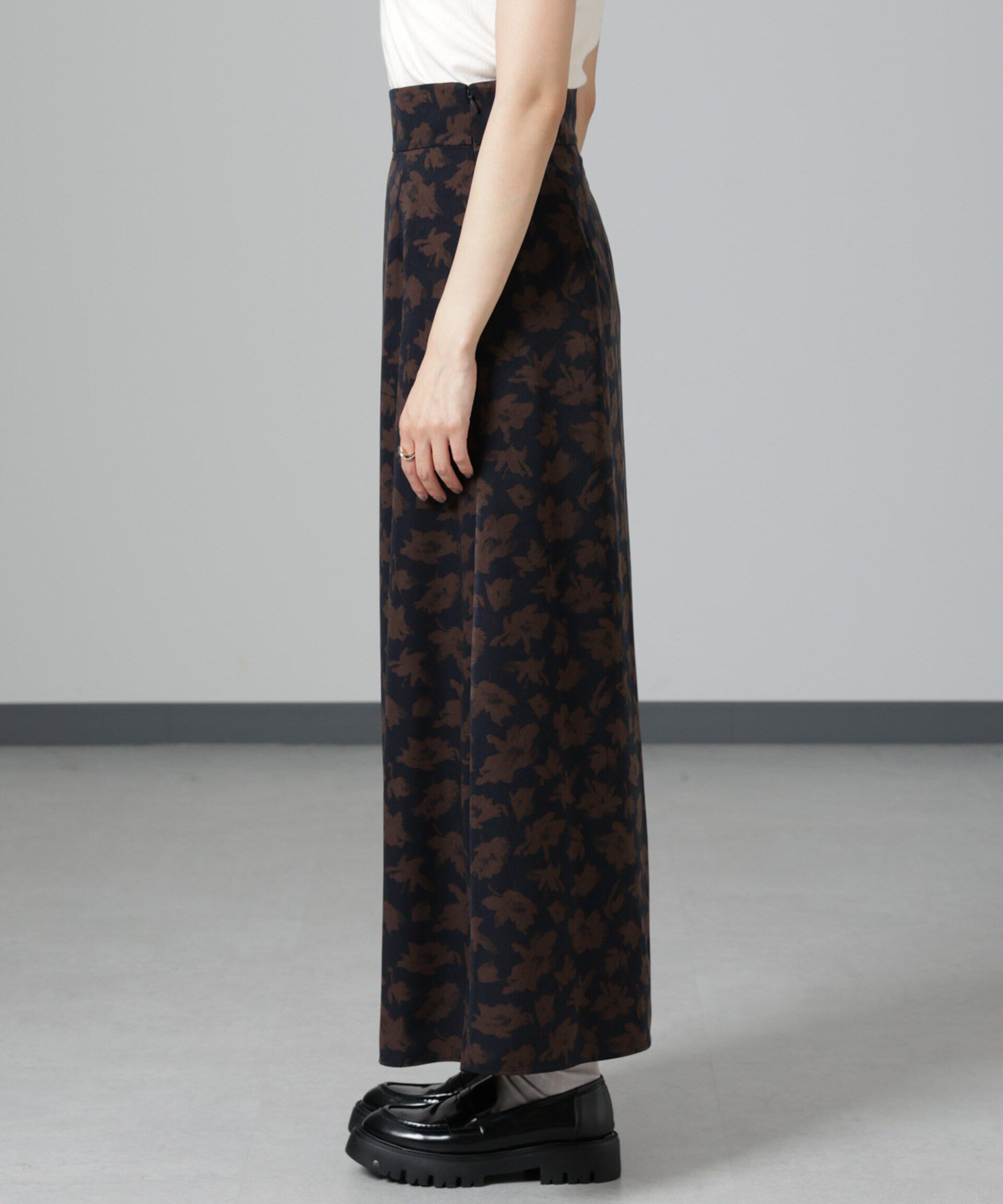 nano･universe「フラワープリントマキシスカート」|スカート|