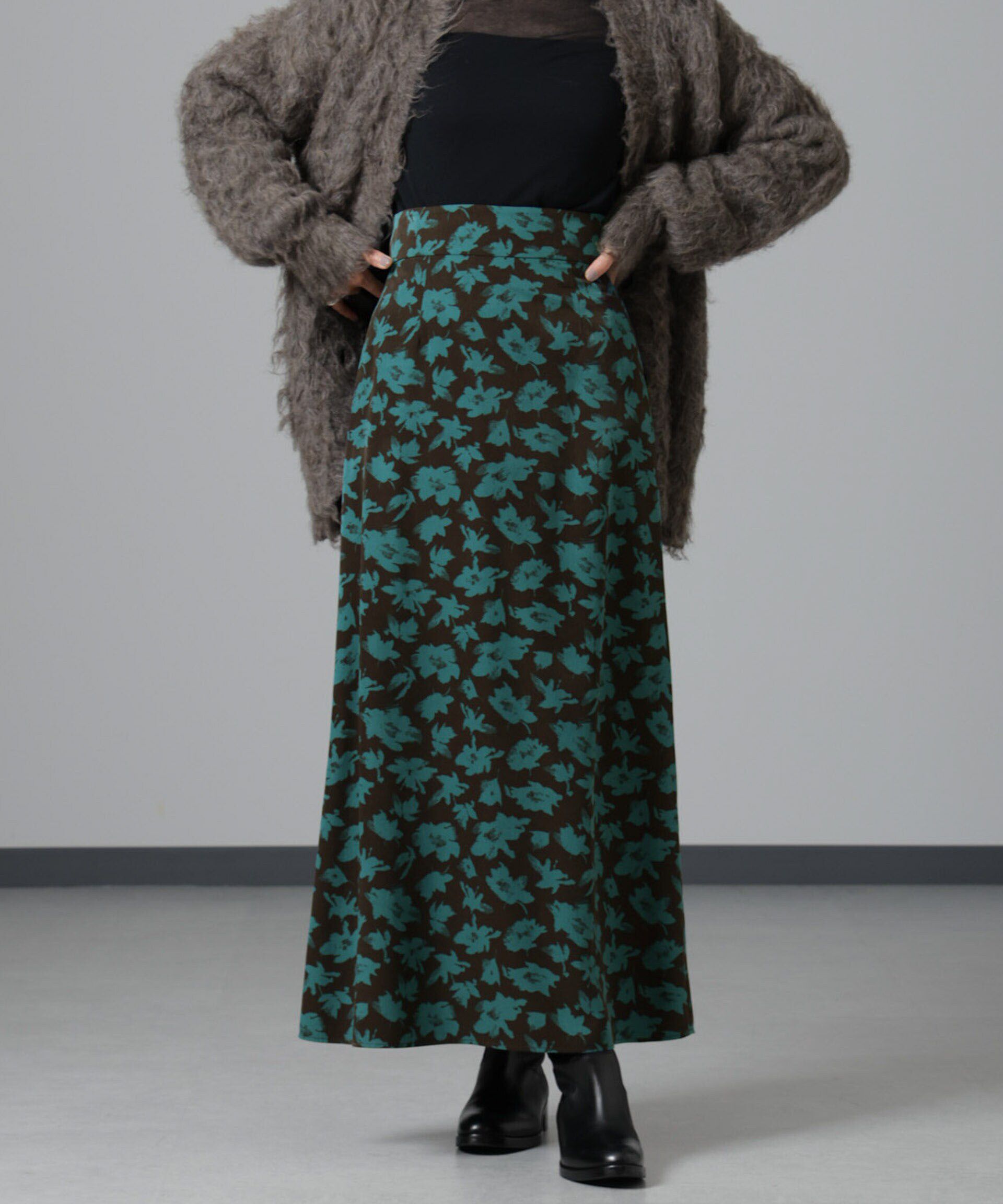 nano･universe「フラワープリントマキシスカート」|スカート|