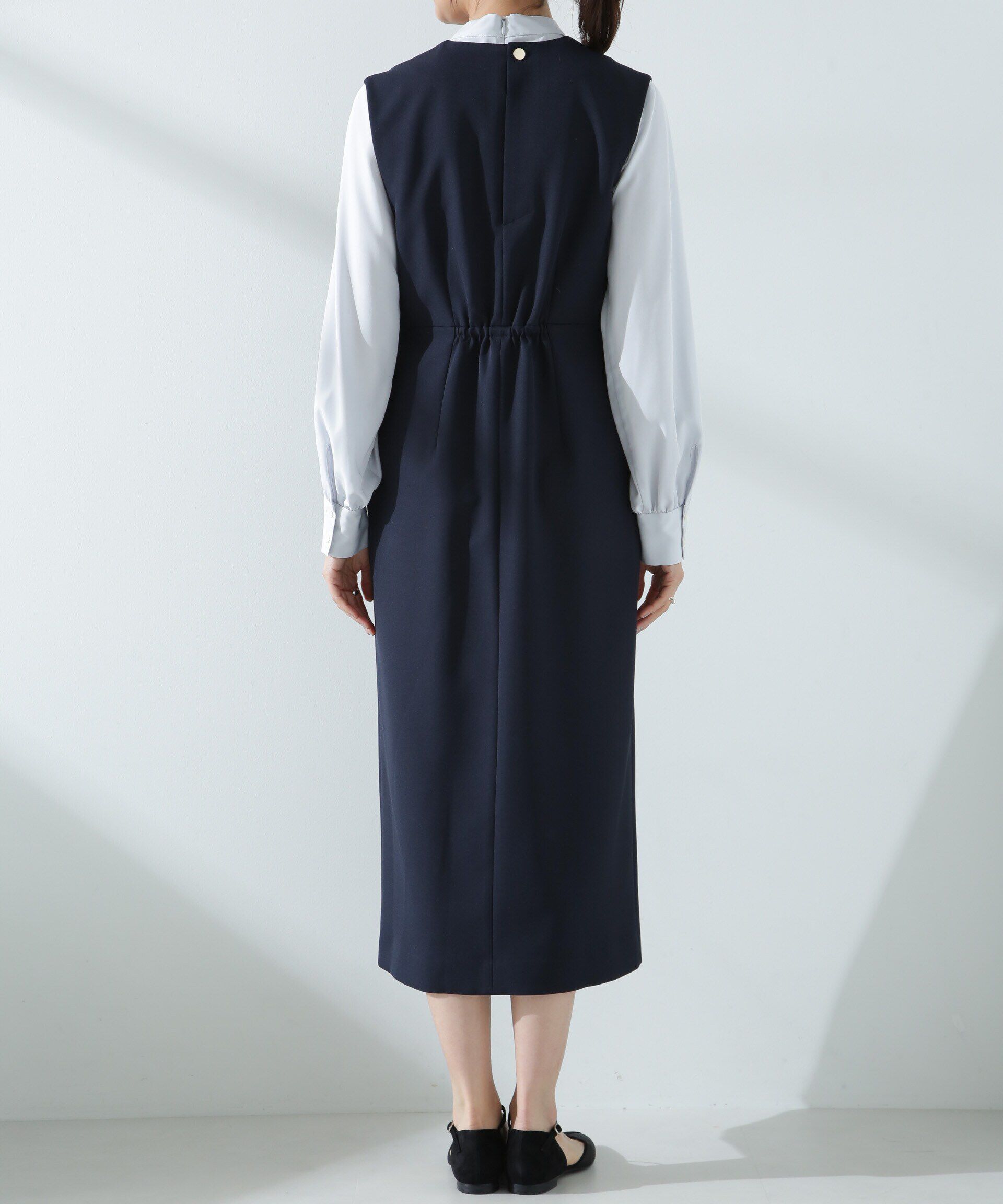 nano･universe「デイリーファンクション Vネックタックワンピース(セットアップ可)」|ワンピース|