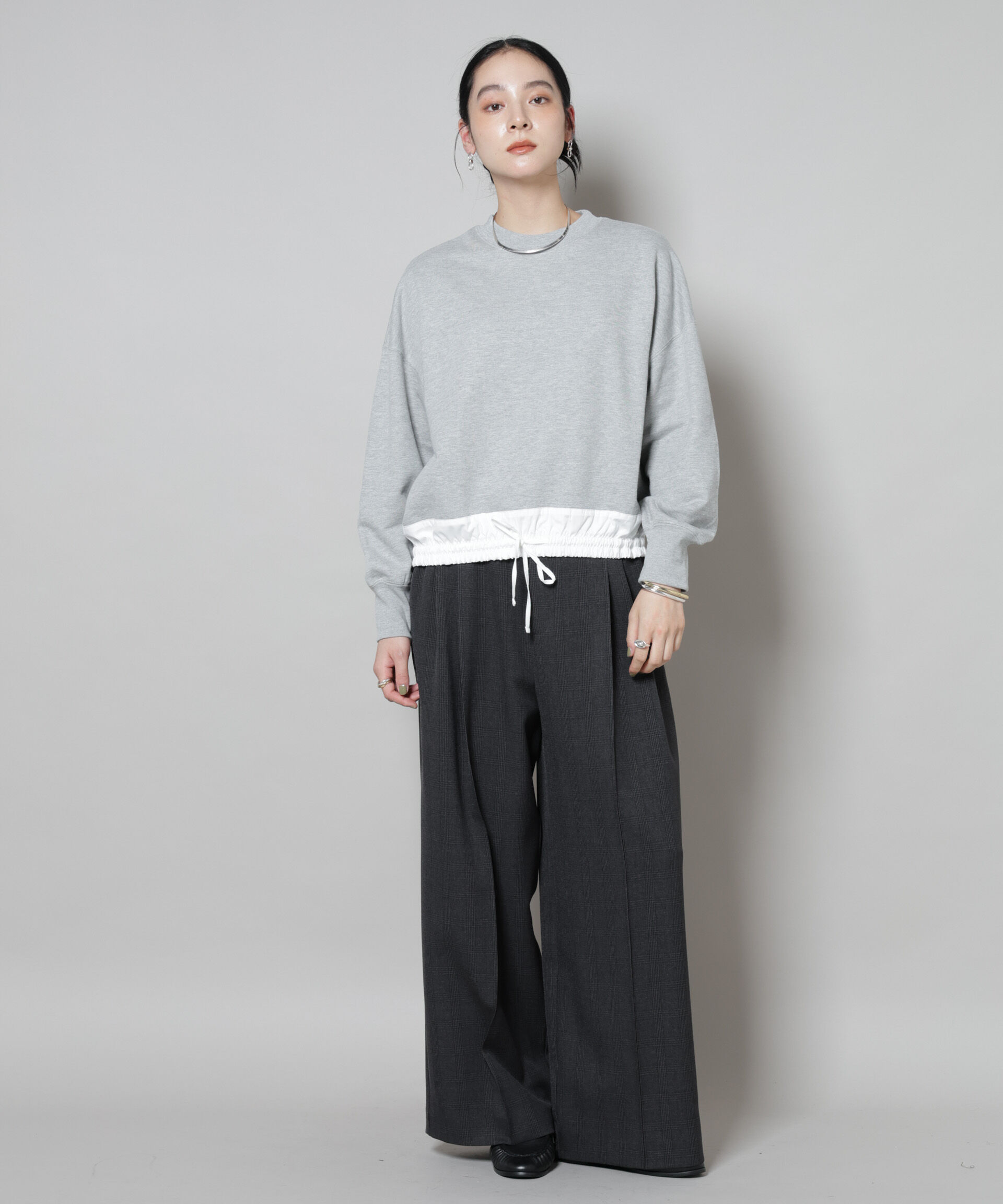 nano･universe「ブロード切替クルーネック裏毛トップス」|Tシャツ・カットソー|