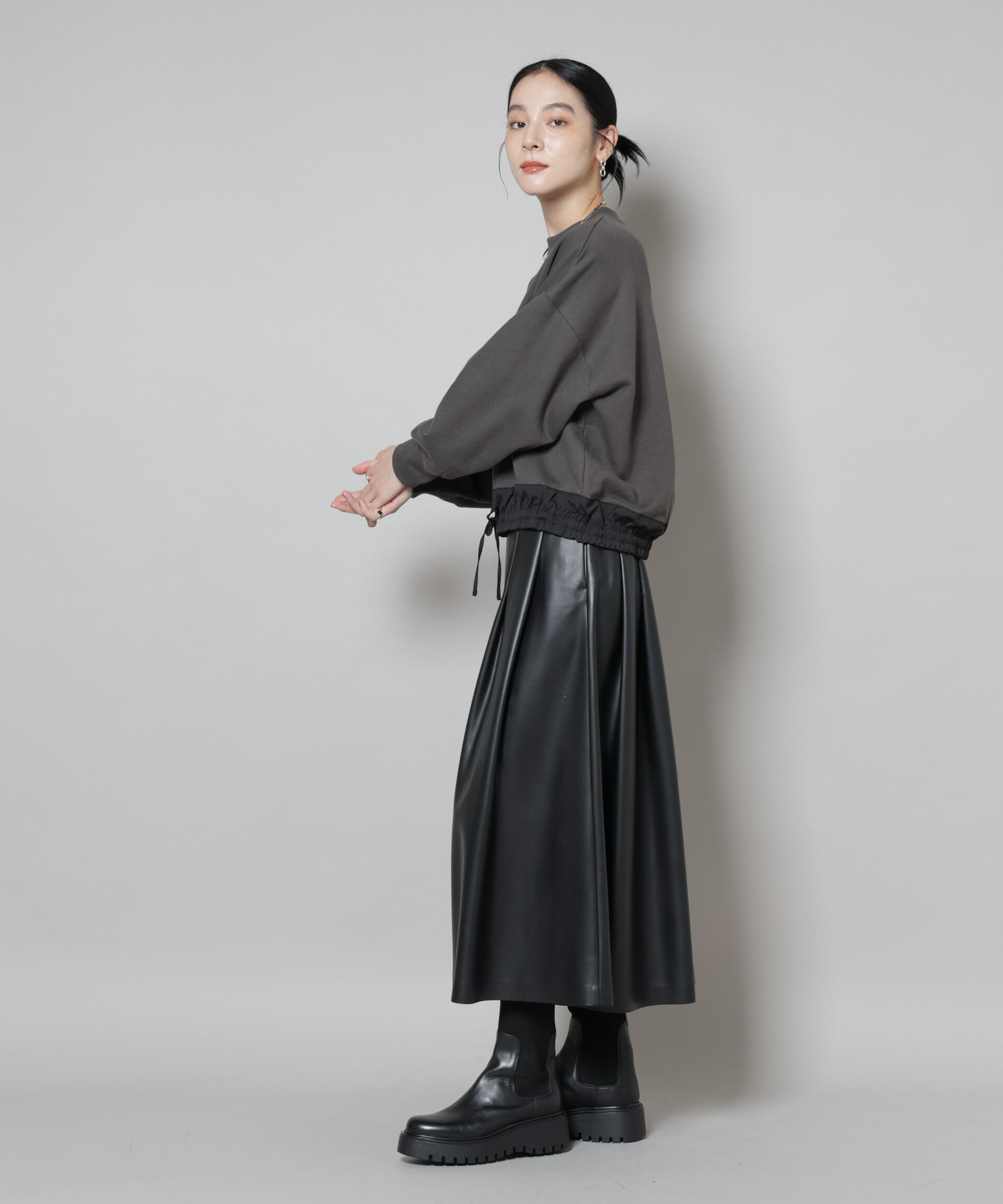 nano･universe「ブロード切替クルーネック裏毛トップス」|Tシャツ・カットソー|