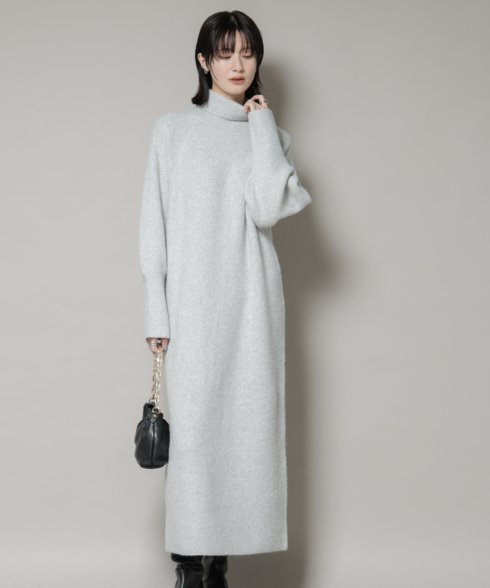 nano･universe「エアリーヤーン畦編タートルニットマキシワンピース」|ワンピース|