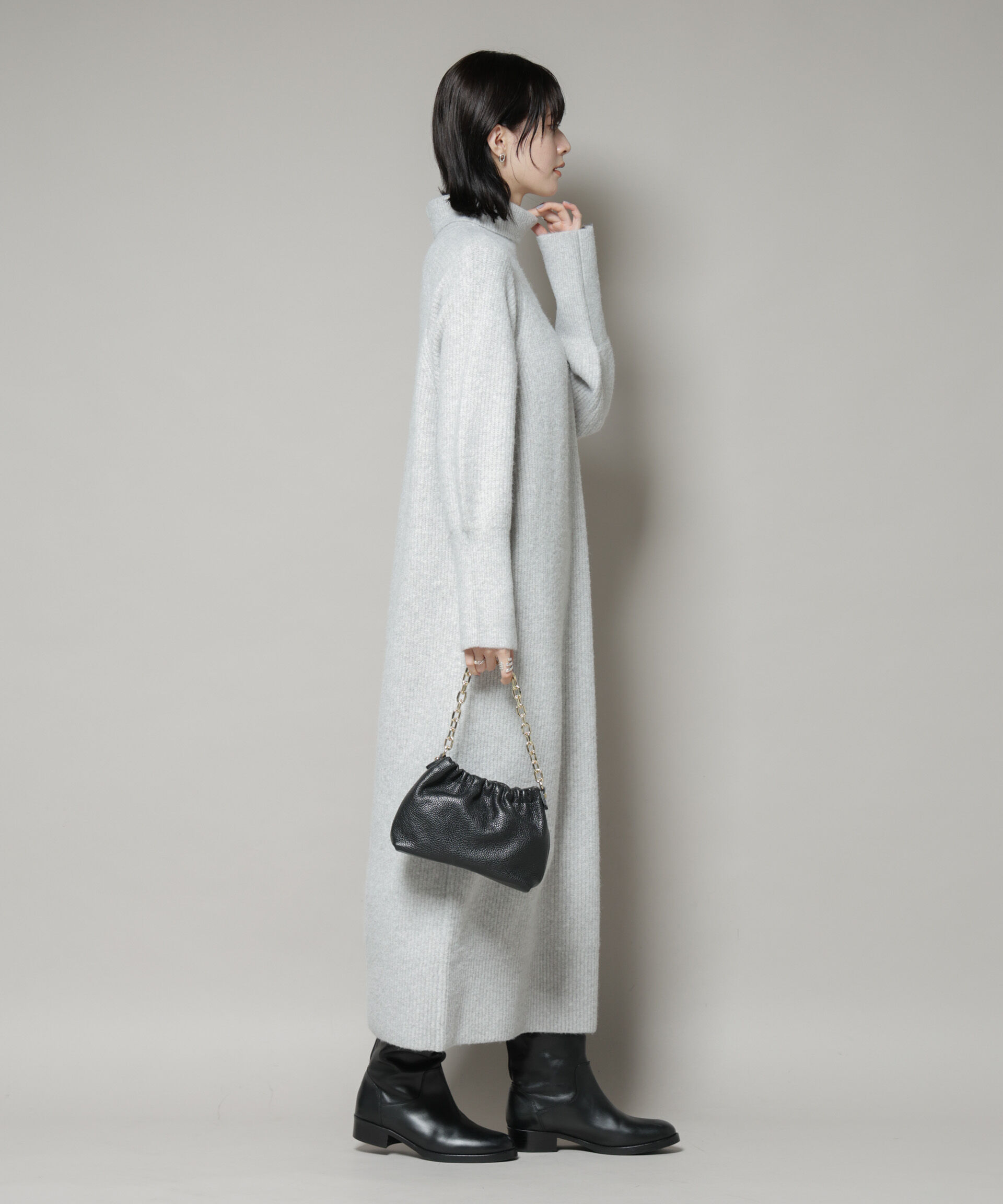 nano･universe「エアリーヤーン畦編タートルニットマキシワンピース」|ワンピース|