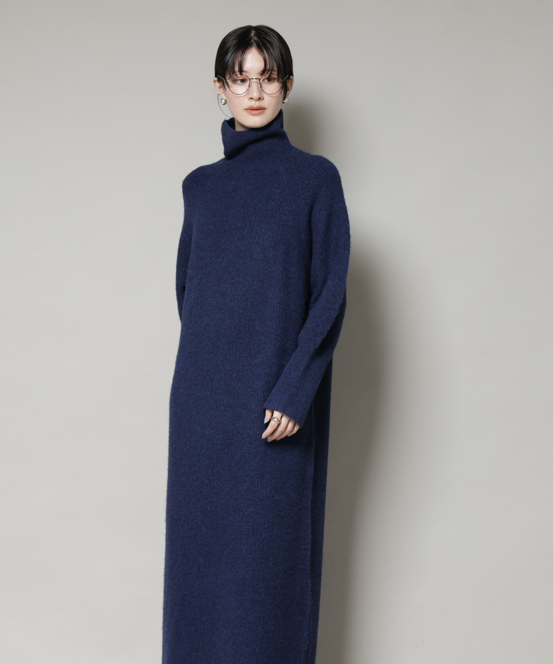 nano･universe「エアリーヤーン畦編タートルニットマキシワンピース」|ワンピース|