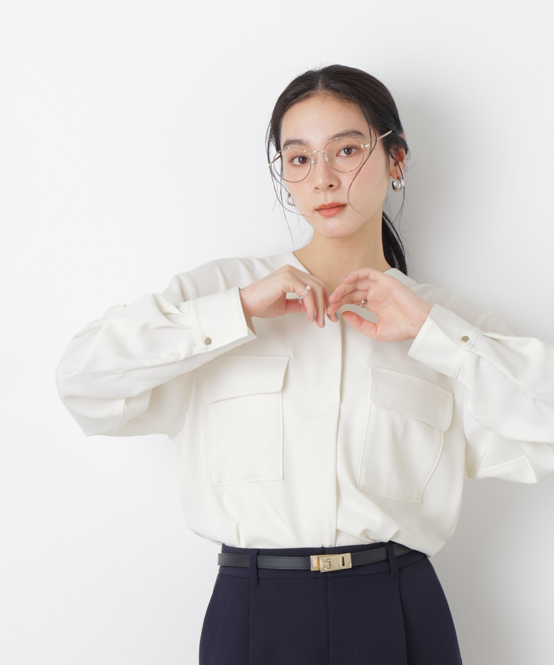 nano･universe「スキッパーポケットブラウス」|シャツ・ブラウス|