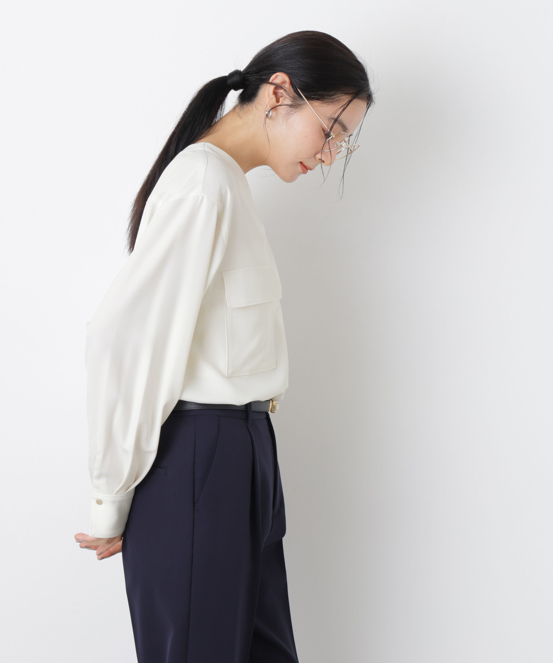 nano･universe「スキッパーポケットブラウス」|シャツ・ブラウス|