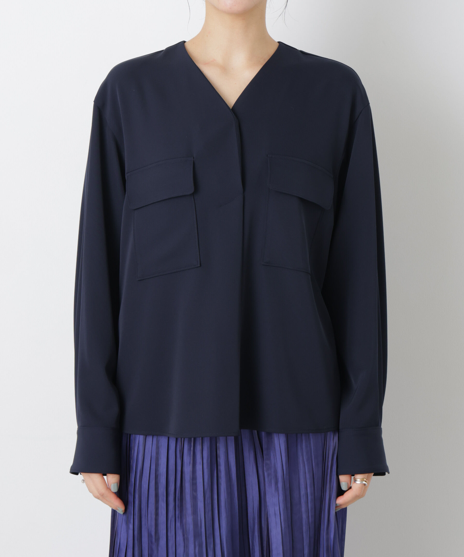 nano･universe「スキッパーポケットブラウス」|シャツ・ブラウス|